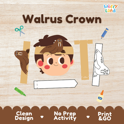 Walrus Crown Arctic Ocean Animal Hat Printable Craft Activity Headband Cutouts