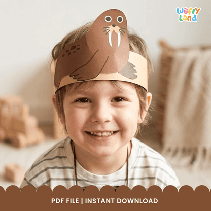 Walrus Crown Arctic Ocean Animal Hat Printable Craft Activity Headband Cutouts