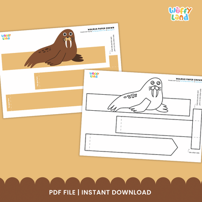 Walrus Crown Arctic Ocean Animal Hat Printable Craft Activity Headband Cutouts