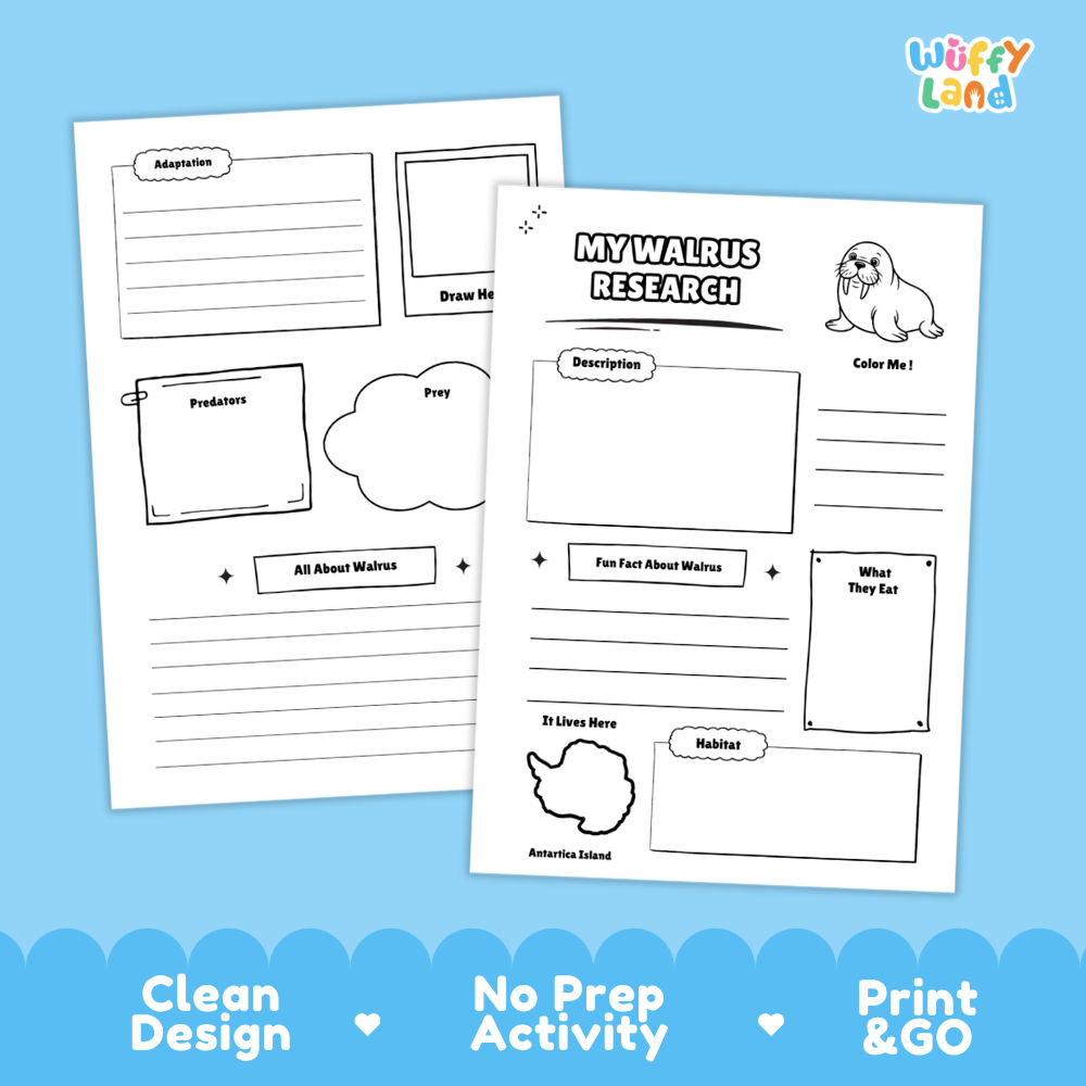 Walrus Science and Writing Craft Activity Worksheets