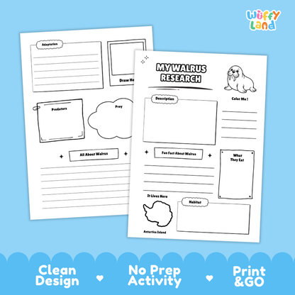 Walrus Science and Writing Craft Activity Worksheets