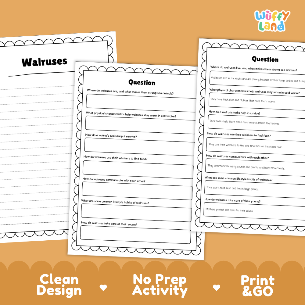 Walruses Reading Passage and Questions Worksheets with Answer Key
