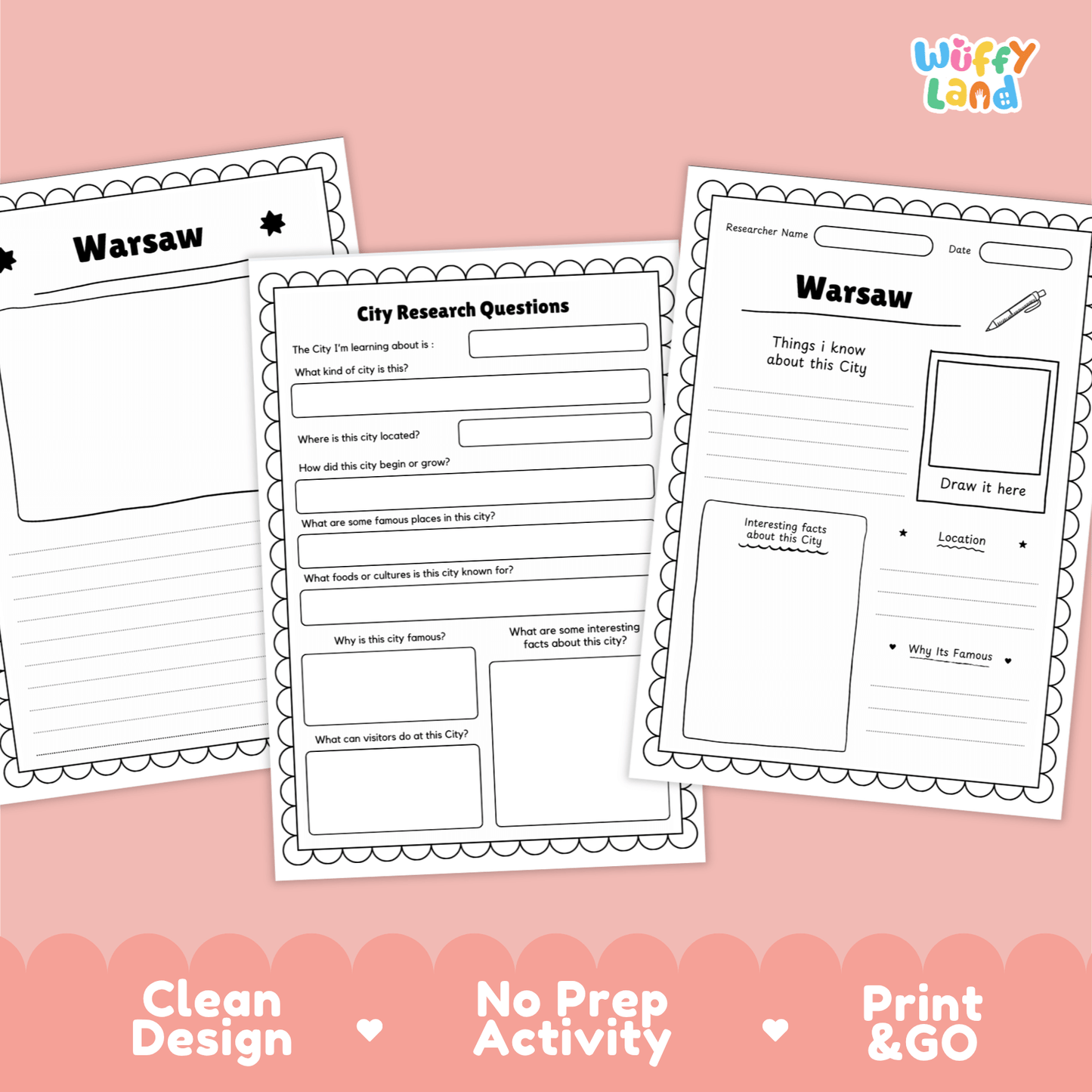 Warsaw City Research Page Worksheets and Fact Sheet Activity