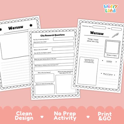 Warsaw City Research Page Worksheets and Fact Sheet Activity
