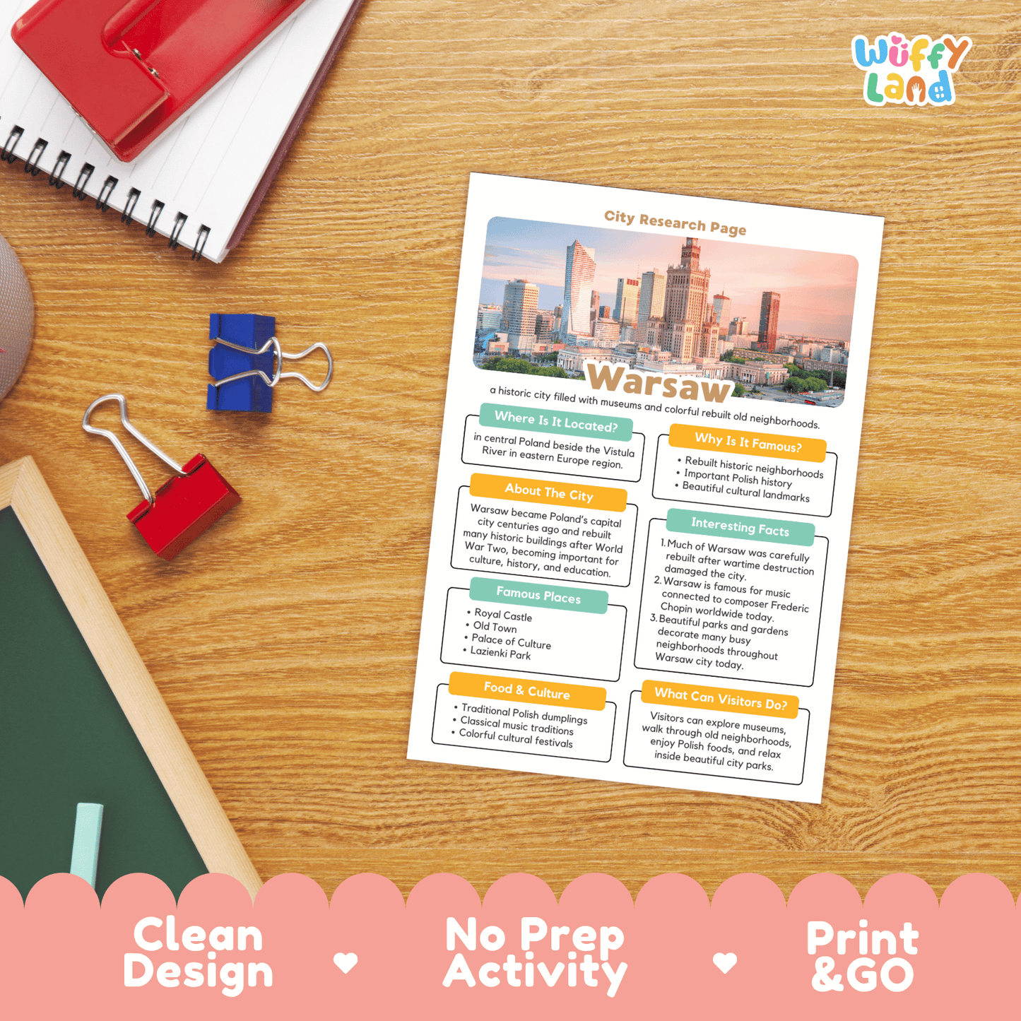 Warsaw City Research Page Worksheets and Fact Sheet Activity