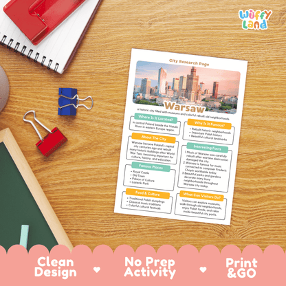 Warsaw City Research Page Worksheets and Fact Sheet Activity