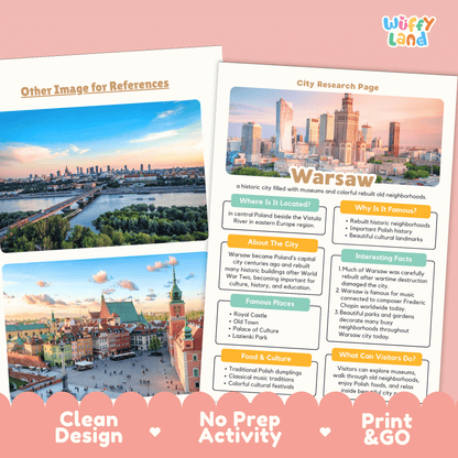 Warsaw City Research Page Worksheets and Fact Sheet Activity