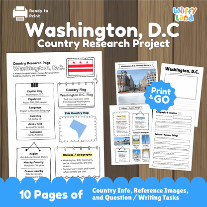 Washington, D.C. Country Research Project Worksheets and Activity Pages