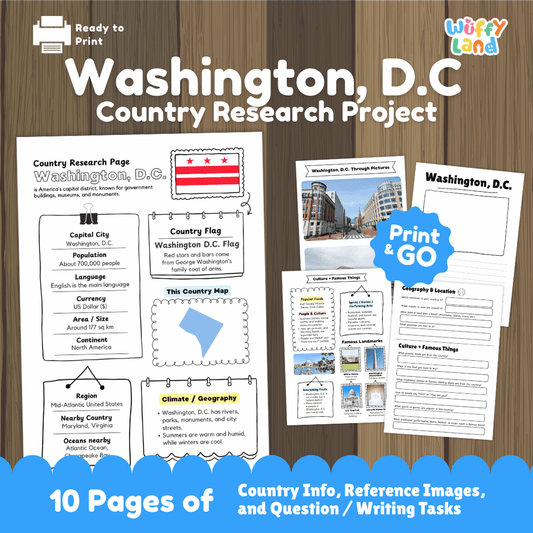 Washington, D.C. Country Research Project Worksheets and Activity Pages