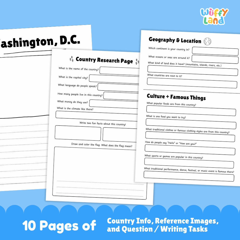 Washington, D.C. Country Research Project Worksheets and Activity Pages