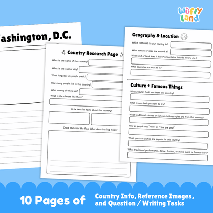 Washington, D.C. Country Research Project Worksheets and Activity Pages