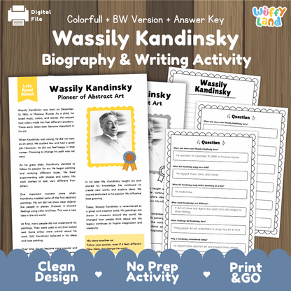 Wassily Kandinsky Biography Reading Passage and Writing Activity Worksheets