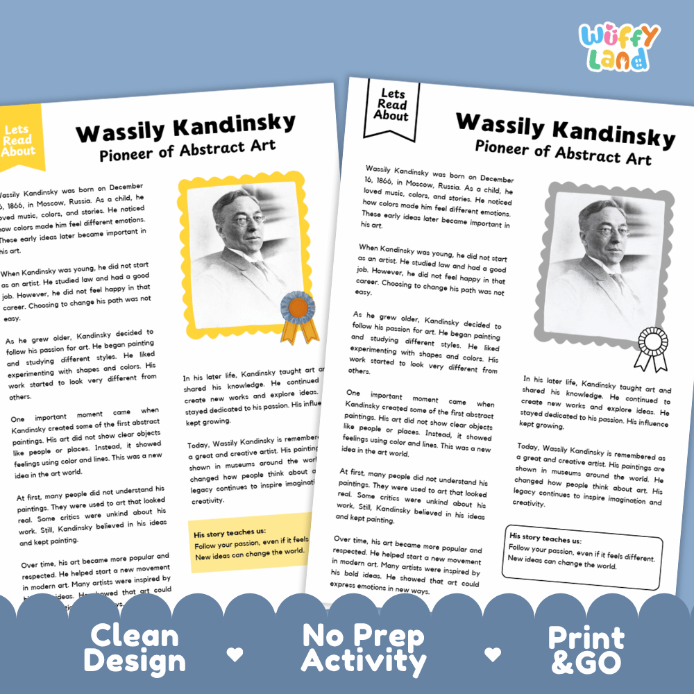 Wassily Kandinsky Biography Reading Passage and Writing Activity Worksheets