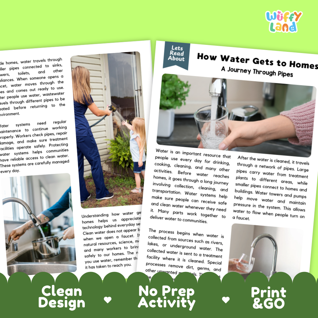 Complete teacher answer key worksheet providing detailed model responses for water system comprehension questions
