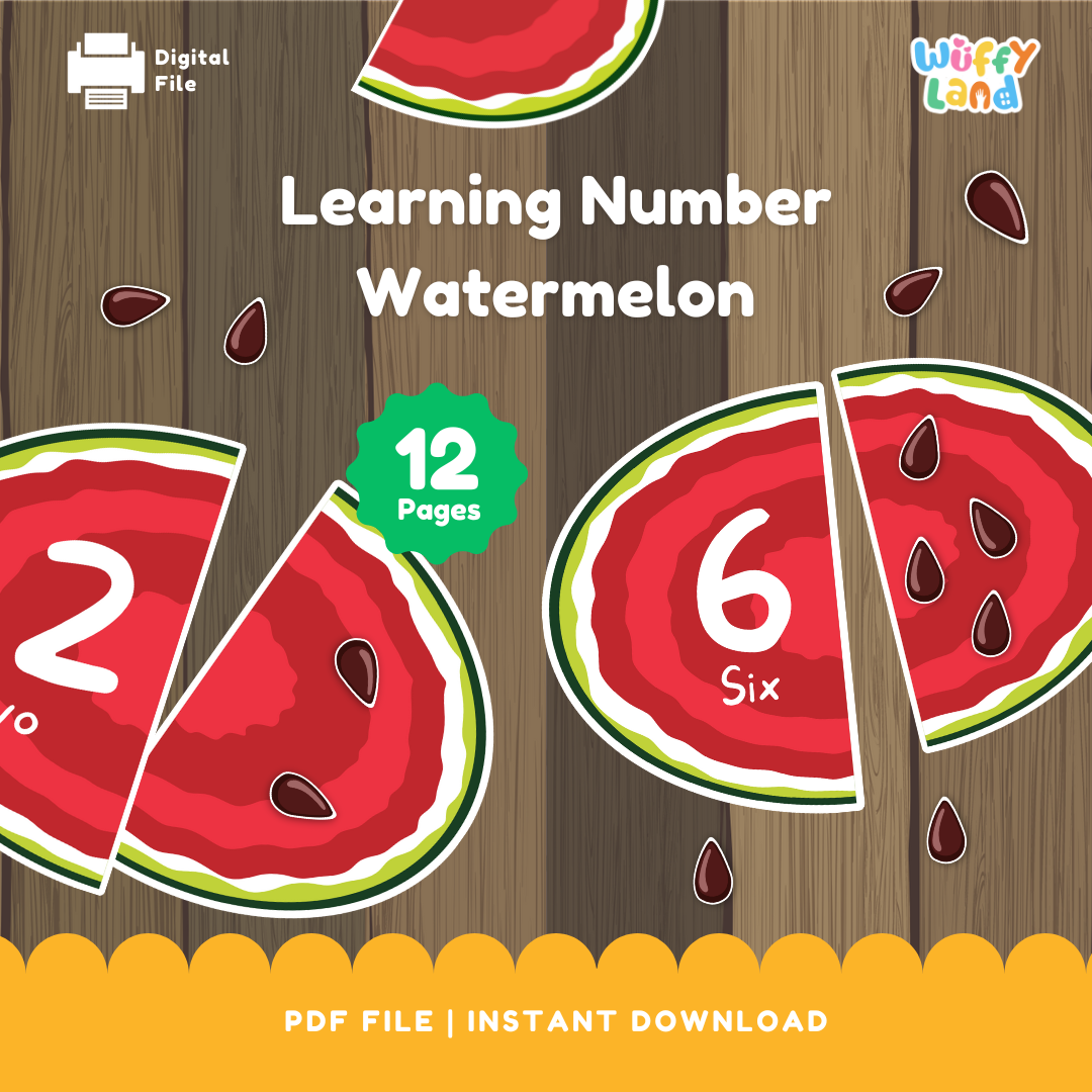 Watermelon number matching activity for preschoolers to practice counting, number recognition and quantity matching
