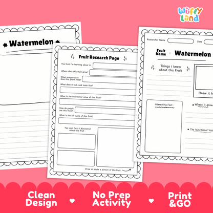 Watermelon Fruit Research Activity Worksheet Science Summer Life Cycle