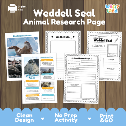 Weddell Seal Animal Research Page Worksheets