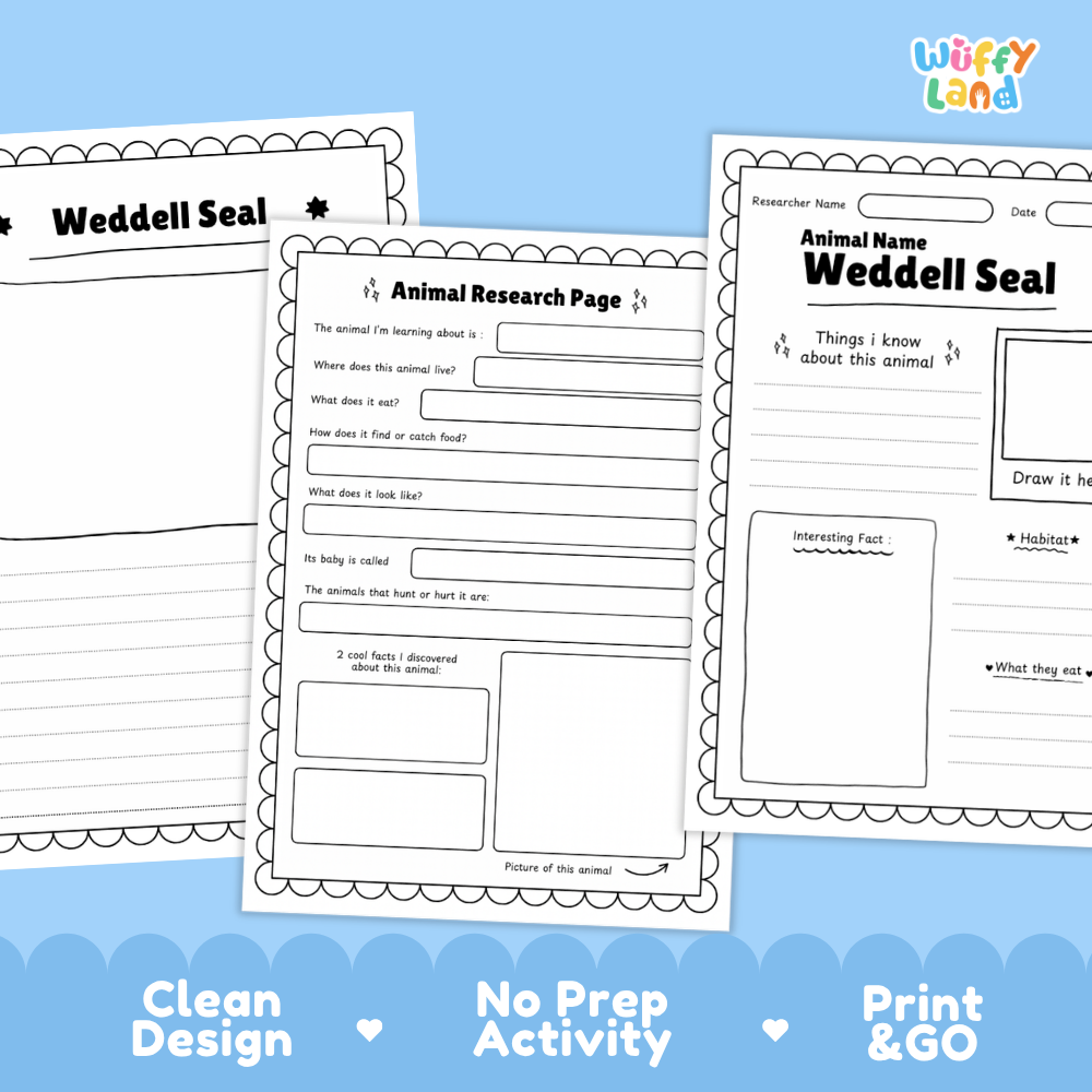 Weddell Seal Animal Research Page Worksheets