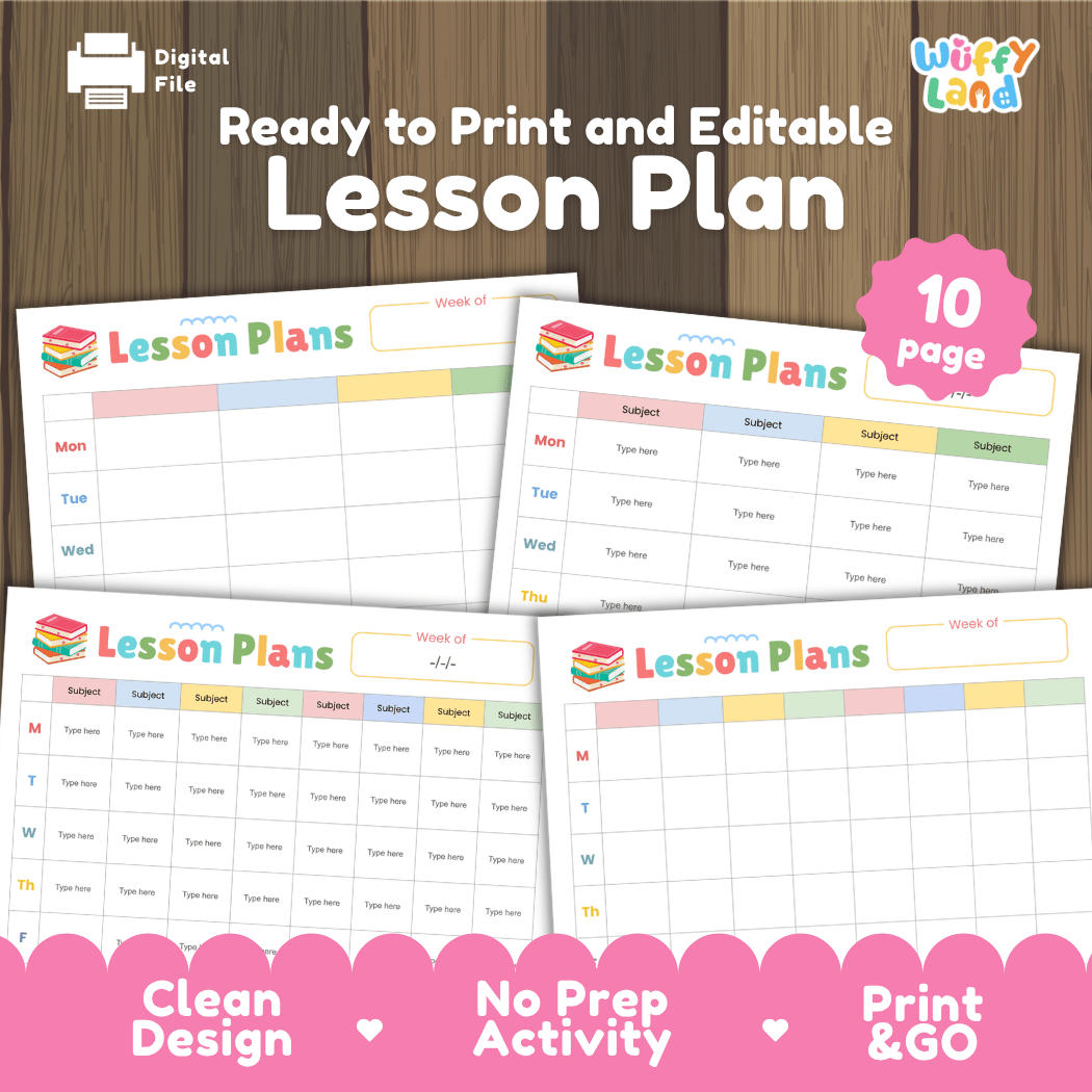 Weekly Lesson Plan Templates Editable Teacher Planner Pages Printable