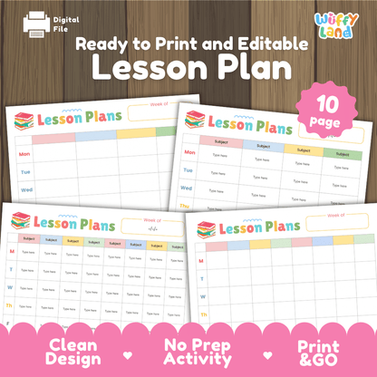 Weekly Lesson Plan Templates Editable Teacher Planner Pages Printable
