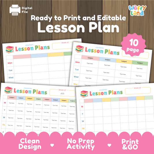 Weekly Lesson Plan Templates Editable Teacher Planner Pages Printable