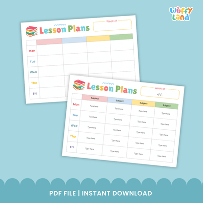 Weekly Lesson Plan Templates Editable Teacher Planner Pages Printable