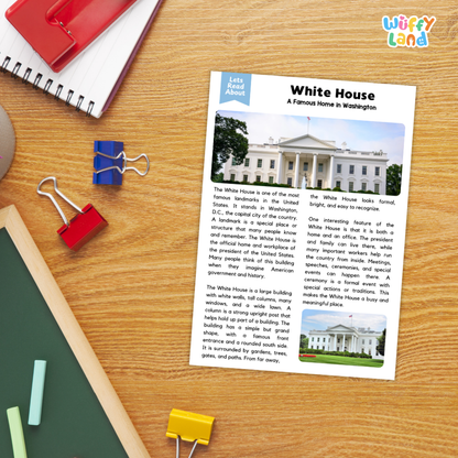 White House Landmark Reading Passages and Comprehension Questions Worksheets