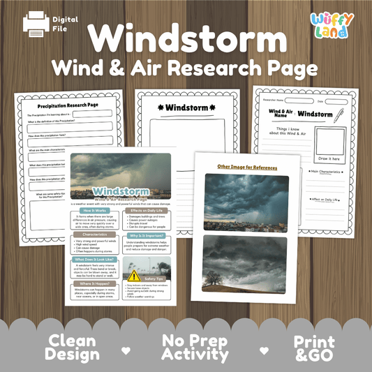 Windstorm Wind and Air Research Page Worksheets Weather Science Activity