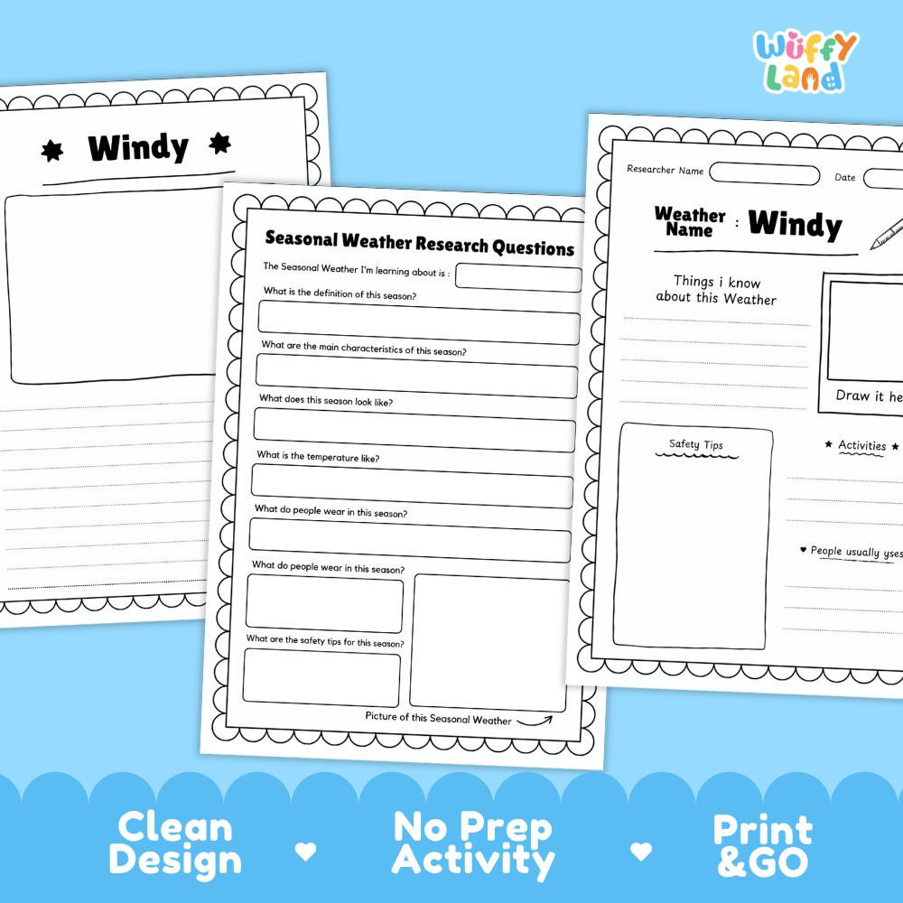 Windy Seasonal Weather Research Page Worksheets Weather Science Activity
