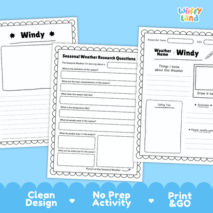 Windy Seasonal Weather Research Page Worksheets Weather Science Activity