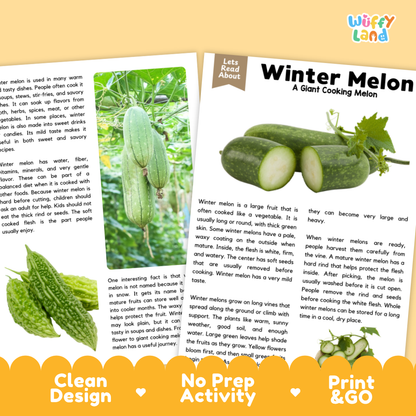 Teacher answer key page showing complete question solutions for Winter Melon nature and science reading comprehension practice