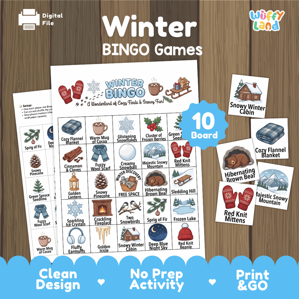 Winter BINGO Games Printable Seasonal Activity Cards