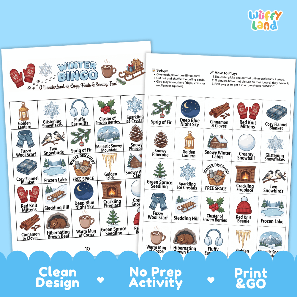 Winter BINGO Games Printable Seasonal Activity Cards