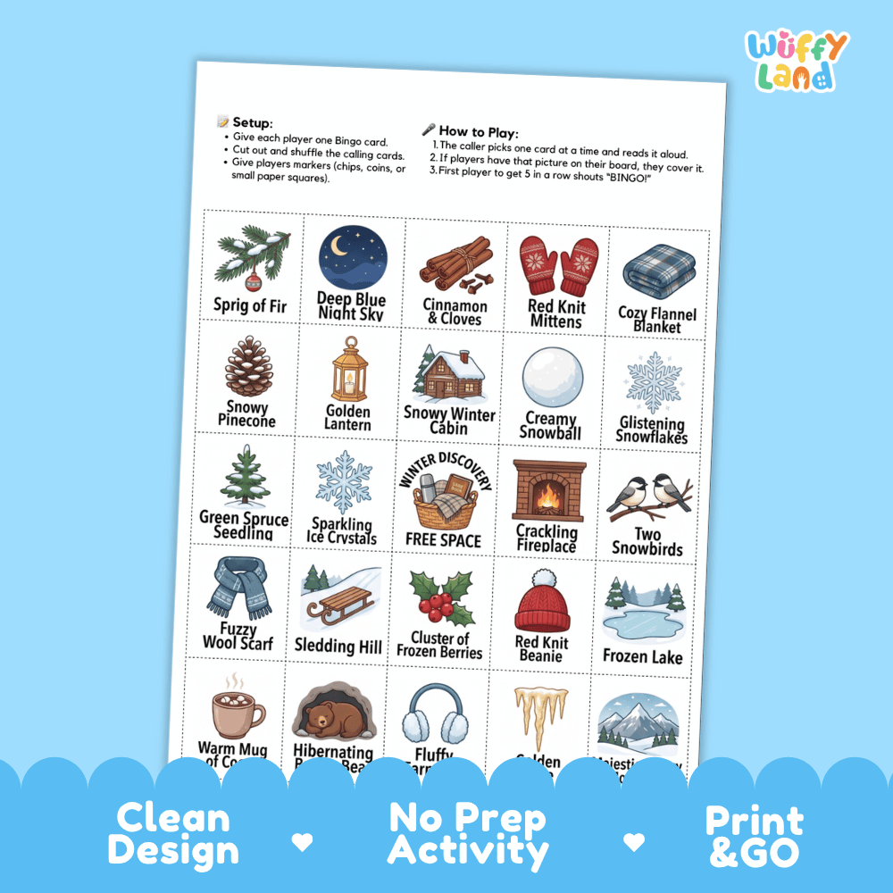 Winter BINGO Games Printable Seasonal Activity Cards