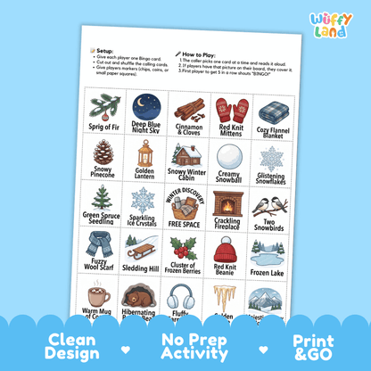Winter BINGO Games Printable Seasonal Activity Cards