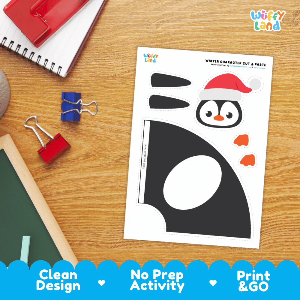Winter Character Cut and Paste Craft Worksheets