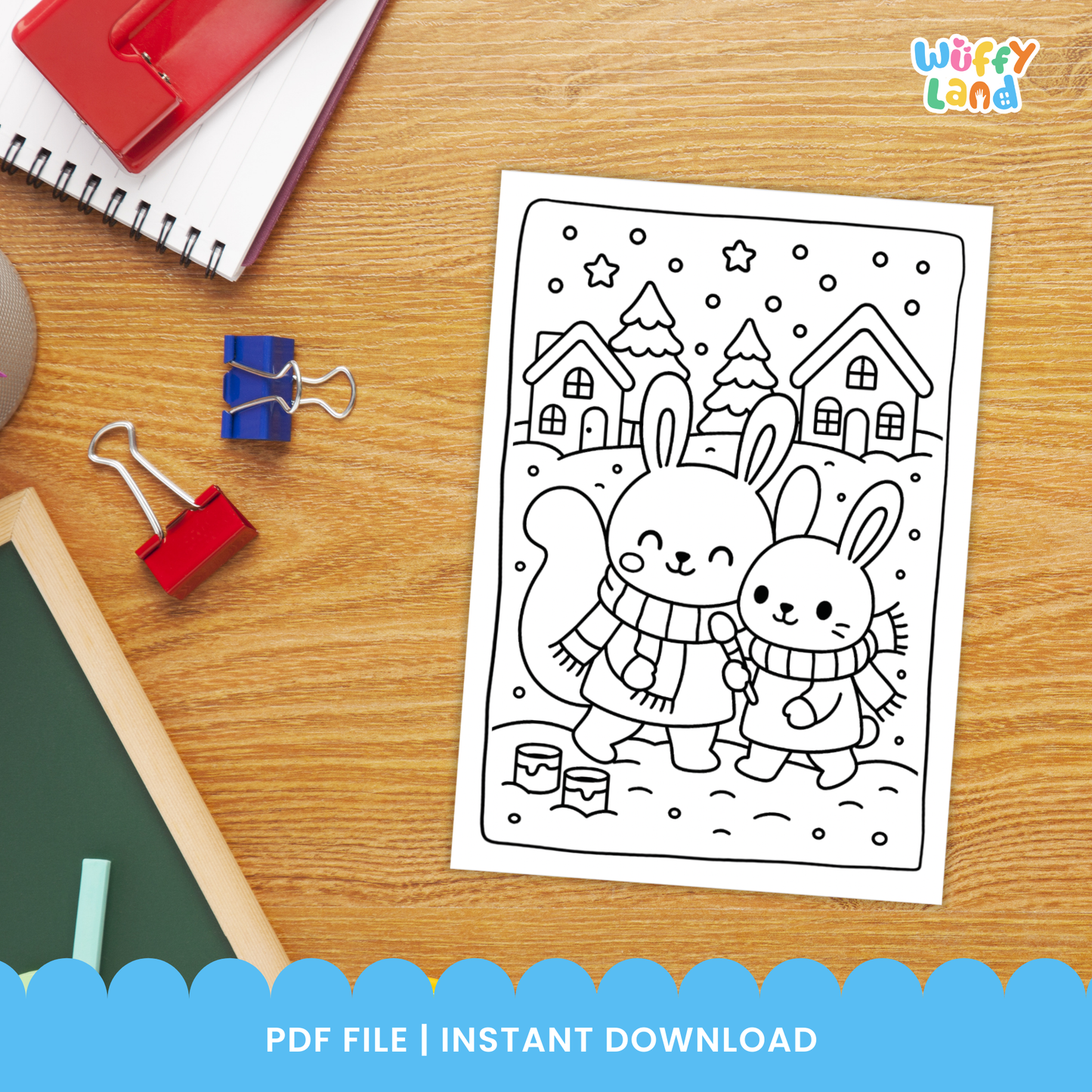 A collection of winter-themed coloring pages featuring cute animals like bears, rabbits, foxes, and snowmen enjoying snowy scenes, winter clothing, trees, and festive moments designed for kids