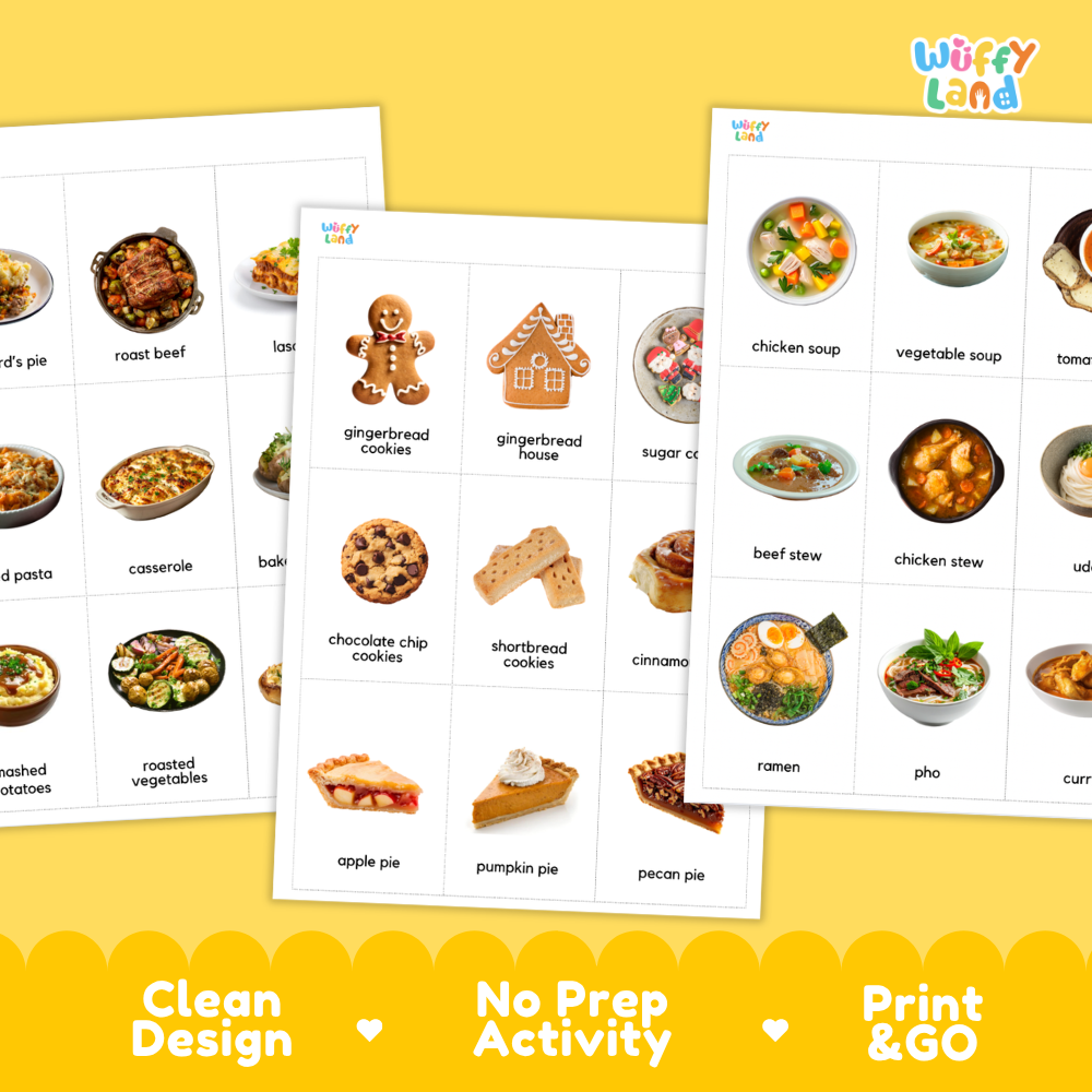 Winter Foods & Drinks Flashcards Printable Seasonal Cards for Early Elementary