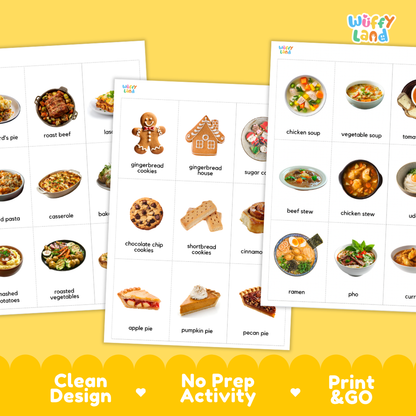 Winter Foods & Drinks Flashcards Printable Seasonal Cards for Early Elementary
