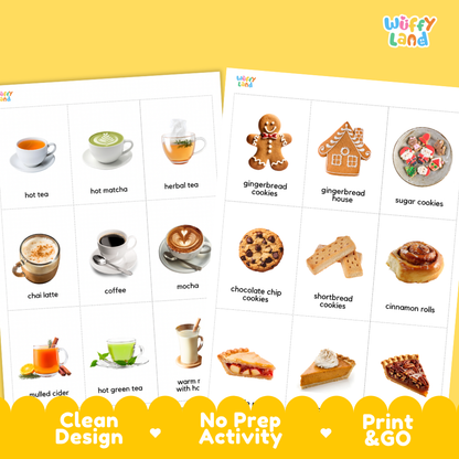 Winter Foods & Drinks Flashcards Printable Seasonal Cards for Early Elementary