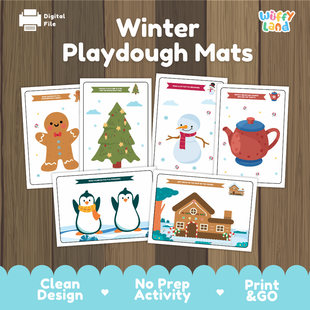 Winter Playdough Mats Fine Motor Activity Worksheets