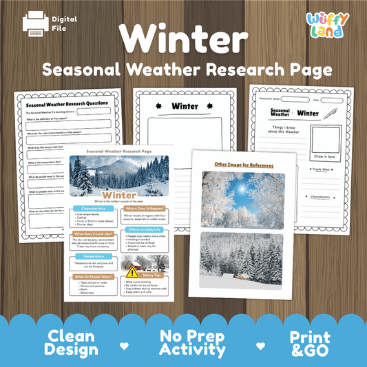 Winter Seasonal Weather Research Page Worksheets Weather Science Activity