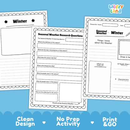 Winter Seasonal Weather Research Page Worksheets Weather Science Activity