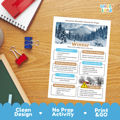 Winter Seasonal Weather Research Page Worksheets Weather Science Activity
