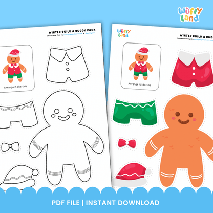 Winter Theme Cut and Paste Craft - Build a Buddy Worksheets - No Prep Activity