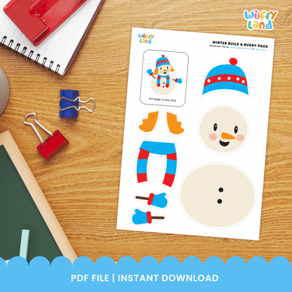 Winter Theme Cut and Paste Craft - Build a Buddy Worksheets - No Prep Activity