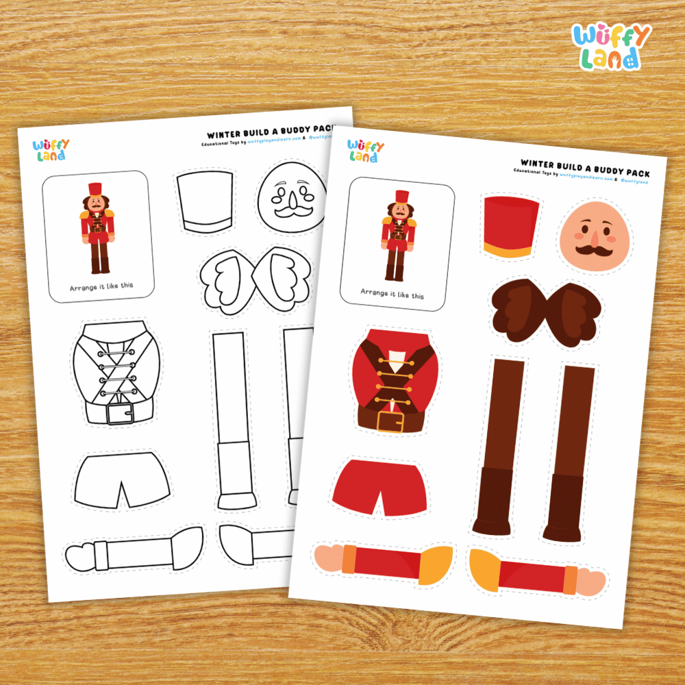 Winter Theme Cut and Paste Craft - Build a Buddy Worksheets - No Prep Activity
