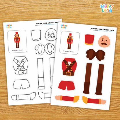 Winter Theme Cut and Paste Craft - Build a Buddy Worksheets - No Prep Activity