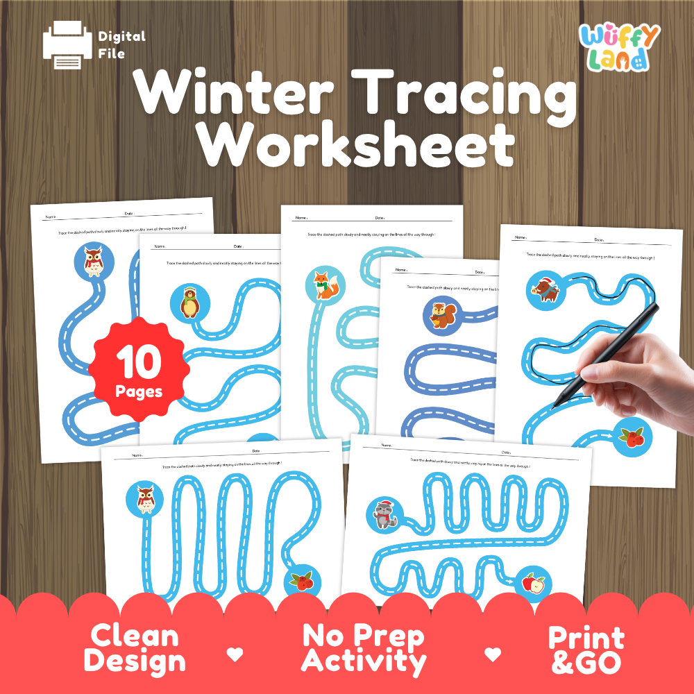 Winter Tracing Worksheet Fine Motor Line Tracing Activity Pages