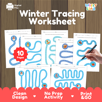 Winter Tracing Worksheet Fine Motor Line Tracing Activity Pages